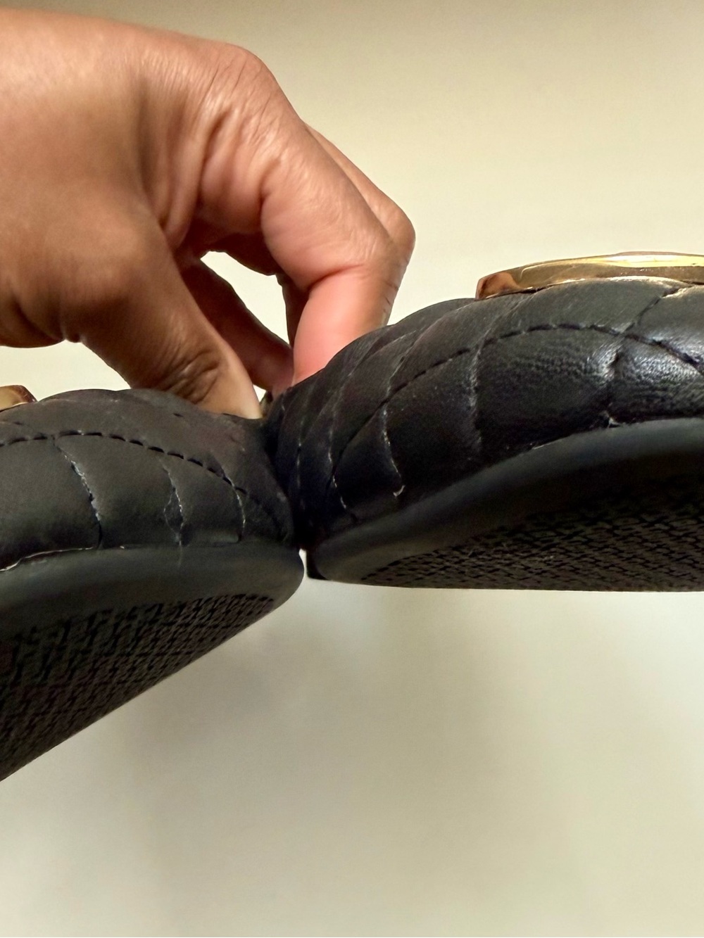Tory Burch Black Quilted Leather Flats - Picture 3 of 4
